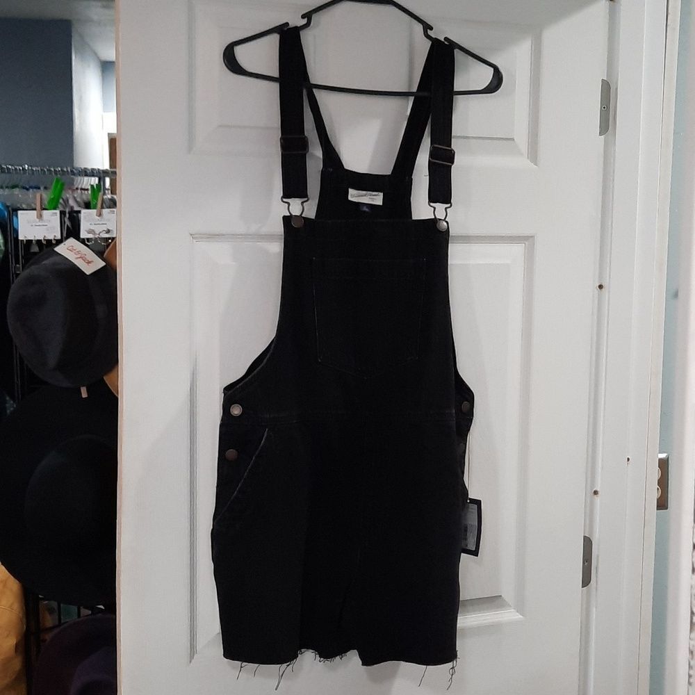 Black denim Bib shorts